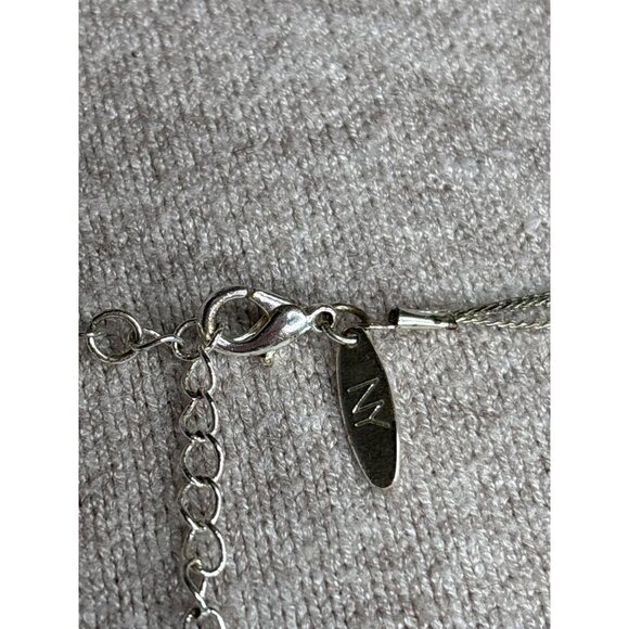 NY New York and Company 3 Strand Glass Beaded Necklace Clear Silvertone 16-18 in - Picture 5 of 5